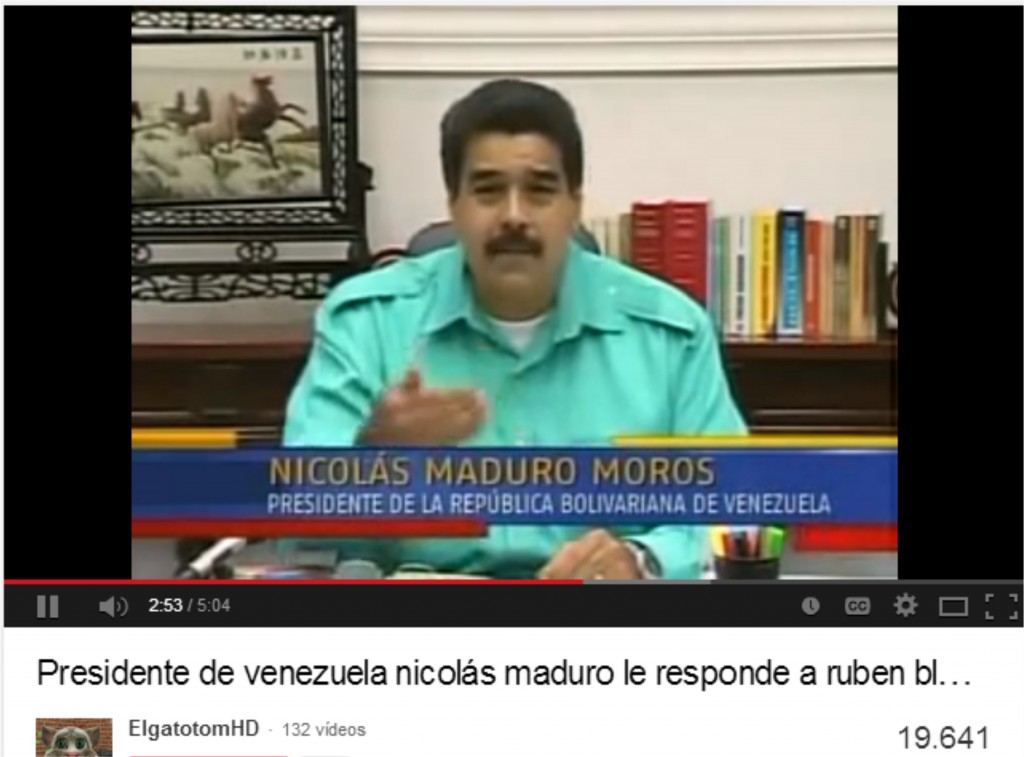 Presidente de Venezuela, Nicolás Maduro, respondiendo en video a Rubén Blades. (Foto: captura de pantalla youtube).